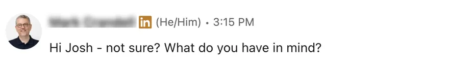 Blurred LinkedIn reply