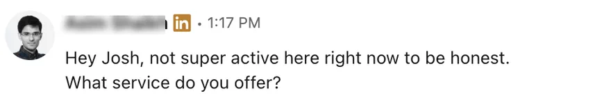 Blurred LinkedIn reply